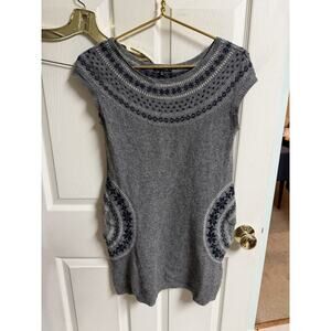 Chaudry KC Lambswool Long Pocket Small Unique Mini Sweater Dress Gray 36w 30L